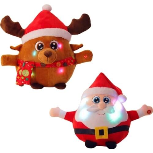 20cm/8in Christmas Santa Decoration Plush Stuffed Deer Toy Birthday Gift Interactive Toy Soft Party New Year Decoration H055