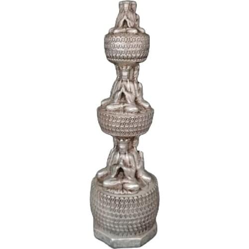 Chinese Old Tibet Silver Carving Silver Tower Tibet Buddhism Pagoda