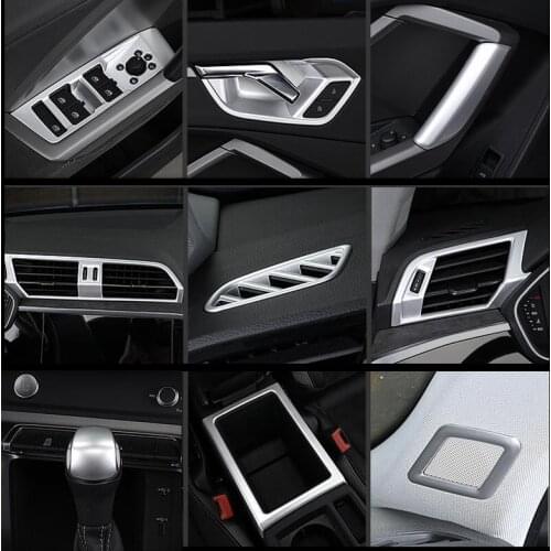 Matte Accessories Interior Kit For Audi Q3 F3 2019 - 2021 Pillar A Speaker / Lift Button / Air AC Panel / Handle Bowl Cover Trim