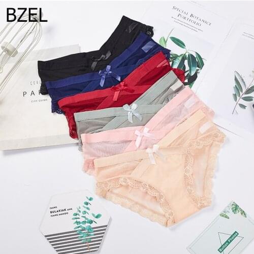 BZEL Sexy Underwear Women Set Lace Side Silk Panties For Women Breathable Womens Lingerie Plus Size Thong Briefs For Women 2020