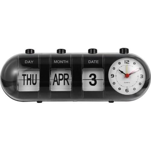 Creative Retro Digital Manual Flip Down Calendar Clock Home Office Calendar Tabletop Stand Page Clock Decoration
