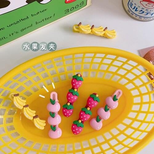 Summer Fruit Strawberry Peach Hairpin Cute Girls Hairpin Hair Accessories Hair Clip Headwear Kids Cartoon Headdress Gift