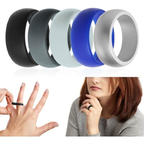Fashion Silicone Finger Ring Size 8-13 Flexible Rings Engagement Army Band Rubber Wedding