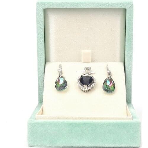 Fashion 2020 Customized Creative Gifts Immortal Ring Bracelet Pendant Long Chain Box Emerald Green For Women Wedding Anniversary