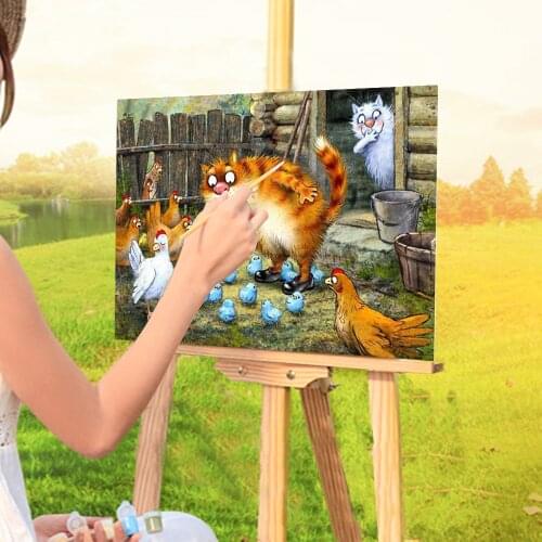 Cartoon Blue White Cat Coloring By Numbers Painting Kit Oil Paints 40*50 Paiting By Numbers Decorative Paintings Drawing