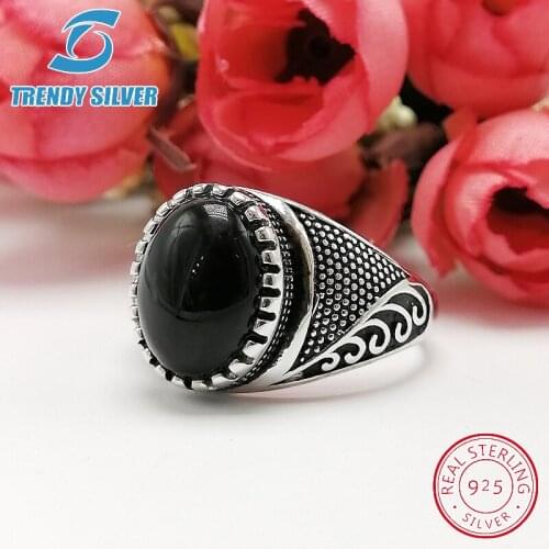 Silver 925 fine jewelry man rings men accessorie+s turquoise gemstone natural black red onyx agate free shipping TCR398
