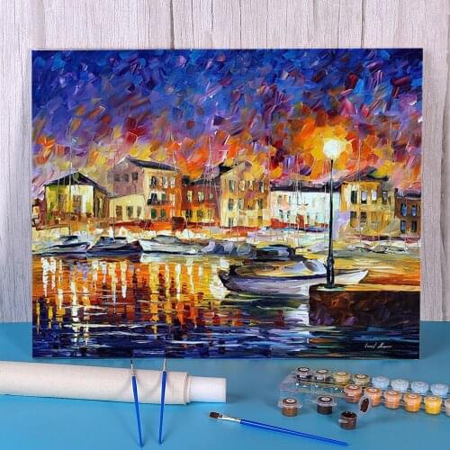 Greece - Rethymo Painting By Numbers Set Acrylic Paints 40*50 Paiting By Numbers Decorative Paintings For Kids Art