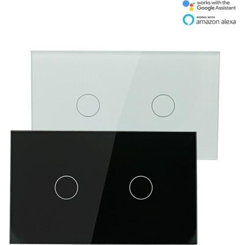 Smart US 2gang Wall Touch Switch Wireless Remote APP Control WiFi Light Switch Work With Alexa Google Home IFTTT by Android ISO
