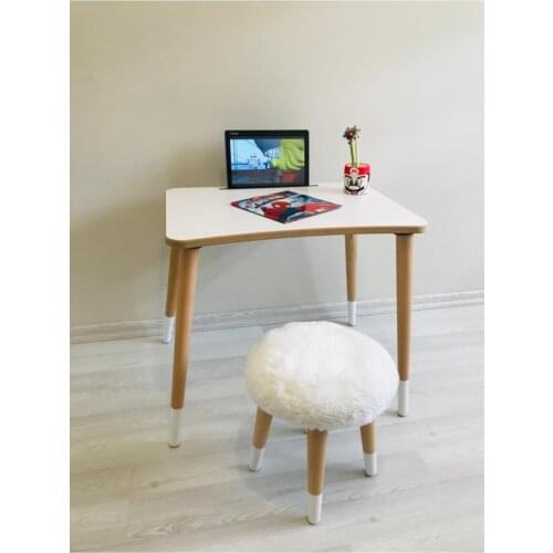2021 model new table modern White Plush Stool and Children Activity Laptop Tablet Desk Set