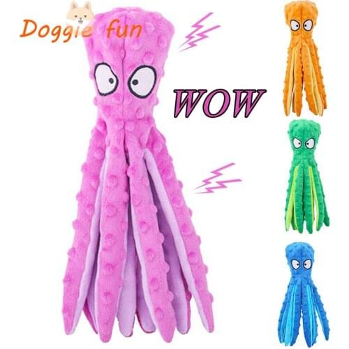 New Soft Stuffed Plush Squeaky Dog Toy 8 Legs Octopus Squeakers Toy Sounder Sounding Paper For Big Dogs French Bulldog Greyhound