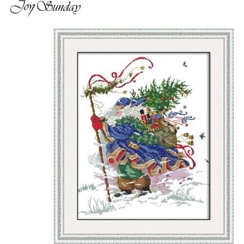 New Arrival Stamped Cross Stitch Kits Joy Sunday Christmas Cross Stitch DMC Embroidery Floss 11CT 14CT DIY Home Decor Needlework