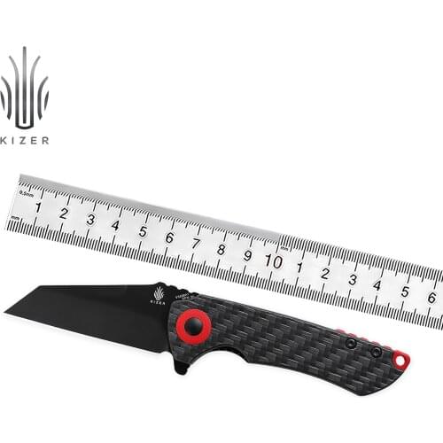 Kizer Survival Knife Critical Mini V3508A1 2021 New Carbon Fiber Handle Ball Bearing with CPM 3V Steel Folding Blade Knife