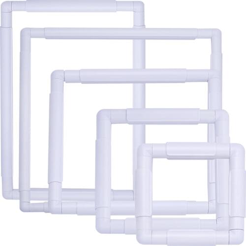 RORGETO Embroidery Frame Square Shape Cross Stitching Hoop Plastic Assemble Sewing Hoop for Embroidery DIY Craft Tool White