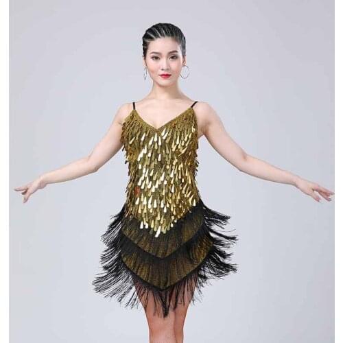 Hot Sexy Latin Dance Dress For Ladies Dance Tassel Sequin Suit Women Ballroom Dancing Costume Cha Cha Rumba Samba Garments PY175