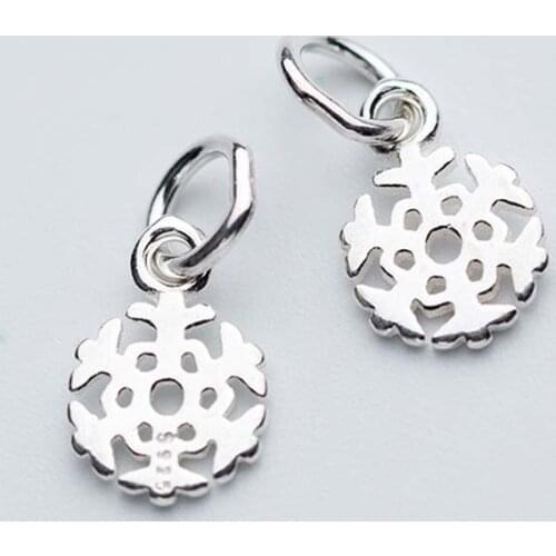 2pcs/lot Christmas Gift 925 Sterling Silver Snow Charm For Women 11.5x7.5mm Dangle Pendant Charms fit Charm Bracelet DIY Jewelry