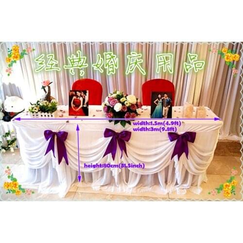 Welcome white table decorations for wedding deluxe Table Skirt With drape wedding favors Ivory Marriage Table Cover