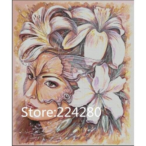Needlework,Girl with mask Personality Cross stitch kits,Bricolage for Embroidery Decor Patterns Cross-Stitching,DIY Handmade
