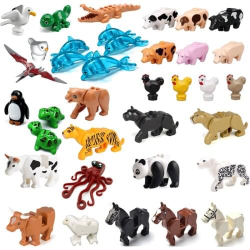 Compatible Mini Animals Building Blocks for Children MOC Turtles Bird Dolphin Figure Model Building Blocks Bricks Kids DIY Toys