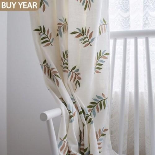 Modern Curtains for Living Dining Room Bedrooms Simple Style Imitation Cotton Bamboo Fabric Embroidery Morden Tulle Customizable