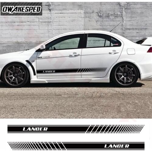 Car Styling Door Side Skirt Sticker For-Mitsubishi Lancer Sport Stripes Auto Body Decor Vinyl Decals Exterior Accessories