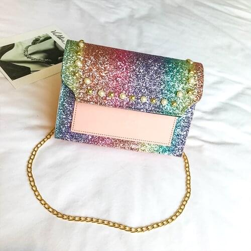 2021 Womens Fashion Clucth Purse PU Leather Bag Banquet Party Shoulder Bag Pearl Decorated Handbags Designer Multicolor Vintage