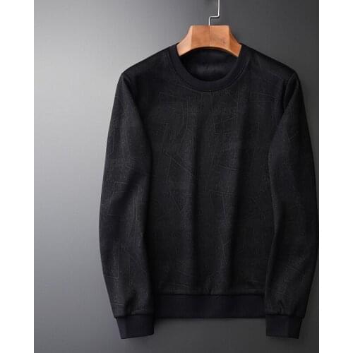 Black Inner Velvet Men Luxury Round Collar Jacquard Winter Sweatshirt Male Plus Size 4xl Slim Fit Mens Hoodies