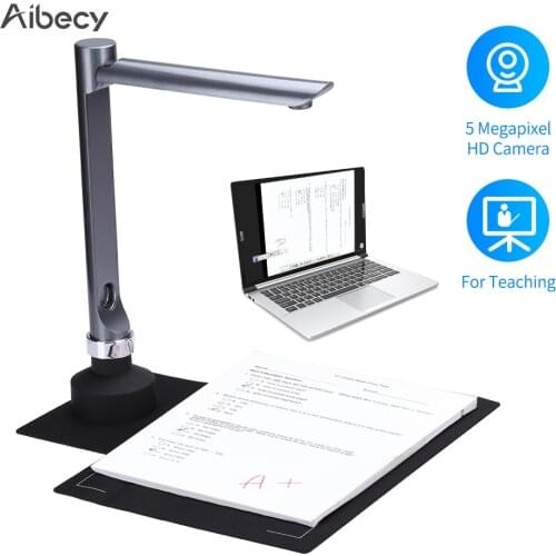 Aibecy F60A USB Document Camera Scanner 5 Mega-Pixel HD Camera A4 Capture Size with LED Light Teaching Software for Learning