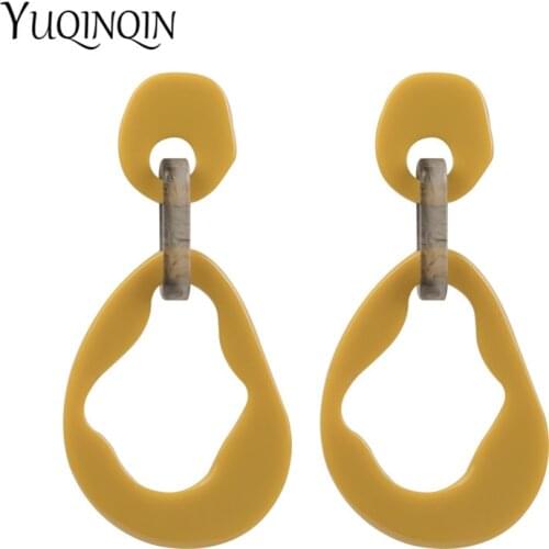 Vintage Big Long Geometric Red Resin Drop Earrings for Women Fashion Jewelry Dangle Acrylic Large Earring for Girl Party Brincos