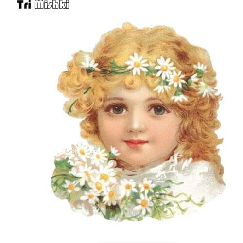 WCS983 Retro little girl car sticker PVC colorful Decals Waterproof sticker on Car Body Rear Window