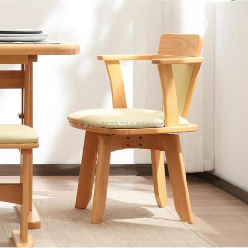 Yuemao Household Rotatable Solid Wood Dining Chair Nordic Simple Chair Desk Armchair Computer Chair Cosmetic Chair