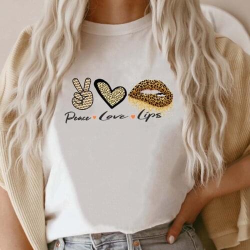 Women Leopard New Trend Lip Print Graphic Fall T-shirt Short Sleeve Tee Fashion T Shirt Female Cartoon Top 90s Ladies Clothing