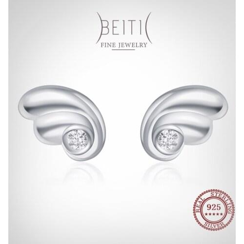 Beitil 100% 925 Sterling Silver Wings Clear Zircon Fashion Stud Earrings For Women Minimalist Fine Jewelry 2021 New Style