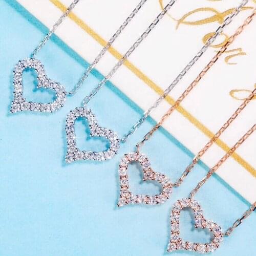 Heart Simulated Diamond Charm Women 925 silver Necklace Love Birthday Gift Formal Occasion Party Pendent Necklace Jewelry