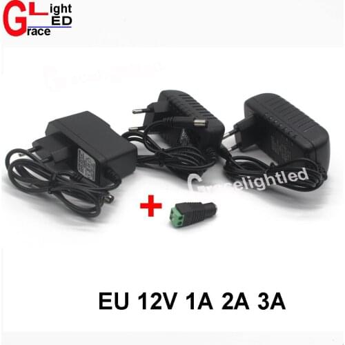 1pc EU Plug AC 100-240V To DC 12V 1A 2A 3A 12W 24W 36W Power Supply Adapter Cord for LED Strip light / Terminal connector