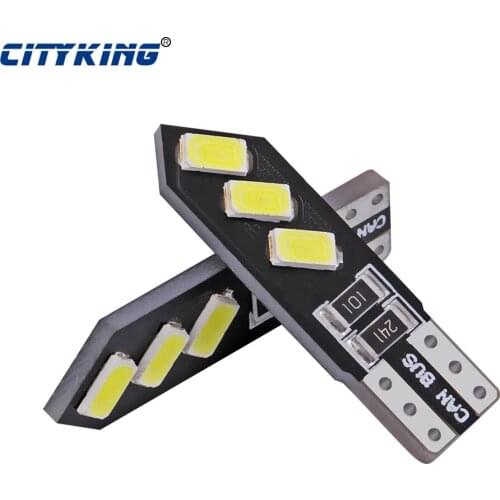 10pcs/lot Bright Double No Error T10 LED Canbus 6SMD 5730 w5w t10 194 168 LED Car Interior Bulbs Light Parking Width Lamp