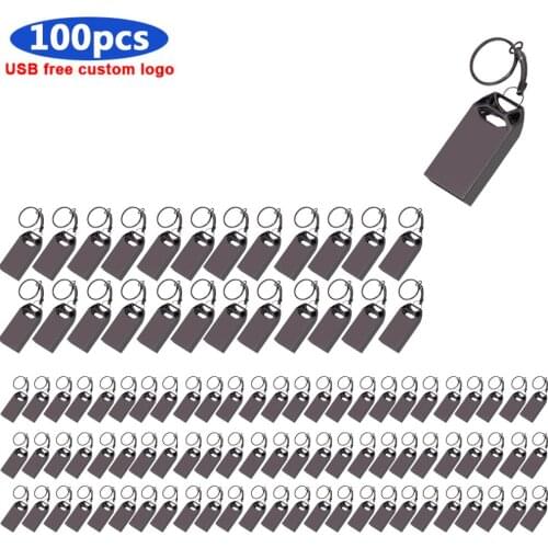 100pcs free logo flash drive pen drive 4GB 8GB 16GB 32GB 64GB Metal pendrive usb flash Memory Stick pen drive 128gb flash drive