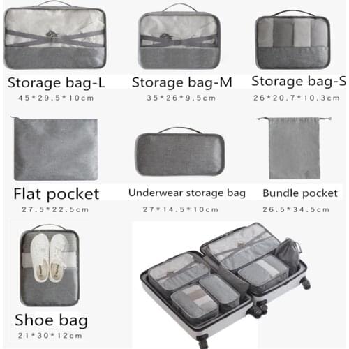 3 Set/Lot Waterproof multi-functional travel clothing sorting storage bag 7 pieces of a set