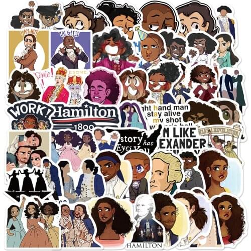 50pcs Hamilton Music Retro Band Waterproof PVC Graffiti Stickers for Notebook Skateboard Guitar Phone Water Cup Stickers
