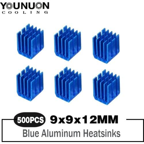 500PCS Blue Raspberry Pi Heatsinks Cooler Aluminum 9x9x12mm With Adhesive For Cooling Raspberry Pi 3 / 2 Model B LV8729/TMC2100