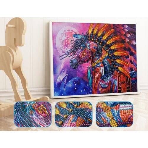 Special Shaped Diamond Painting Horse Animal 5D Partial Drill Cross Stitch Kits Crystal Rhinestone Picture Art Craft Home Decor