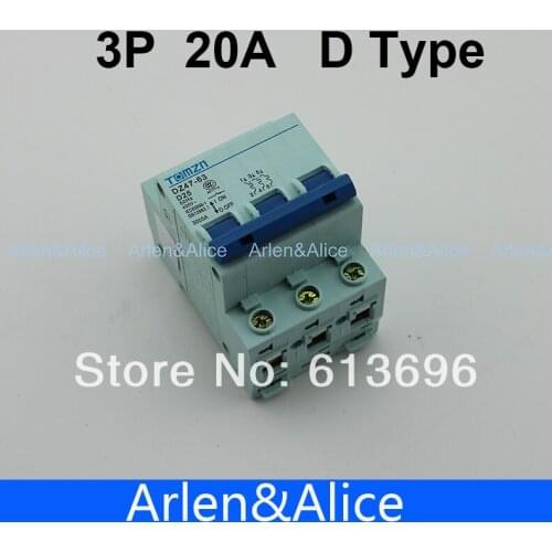 3P 20A D type 240V/415V Circuit breaker MCB 4 POLES