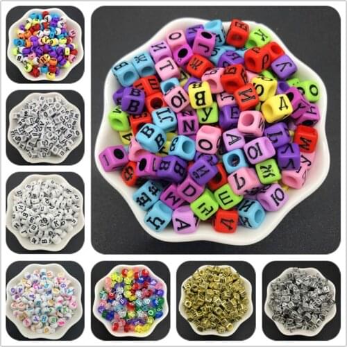 100pcs Square Round Mixed Russian Alphabet Letter Beads Charms Bracelet Necklace For Jewelry Making DIY Accessories