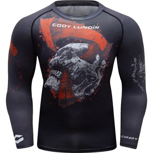 Cody Lundin Digital Print Long Sleeve Rashguard Skulls Design Customized Your Logo High Quality Elastic Fabric