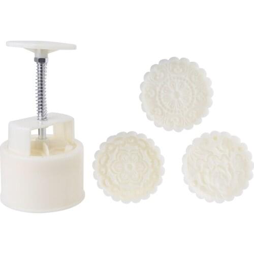 1 Set Moon Cake Mold Flowers Design Hand Pressure Fondant Decoration Cookie Cutter for Baking DIY Cookie Baking Gadgets