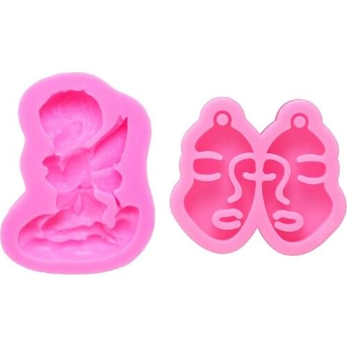 Glossy Girl Face Earring Mold Resin Silicone Mold & Praying Angel Mold Handmade DIY Soap Silicone Mold