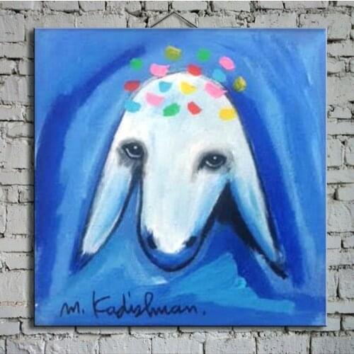 Cartoon Oil Painting on Canvas Abstract Animal Wall Art for Home Decoration Happy lamb strecth/ no frame DG-001