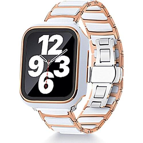 Ceramics Bracelet For Apple Watch 6 Band SE 44mm 40mm Protective Case Strap For Applewatch 3 42mm 38mm iWatch 5 4 Watchbands