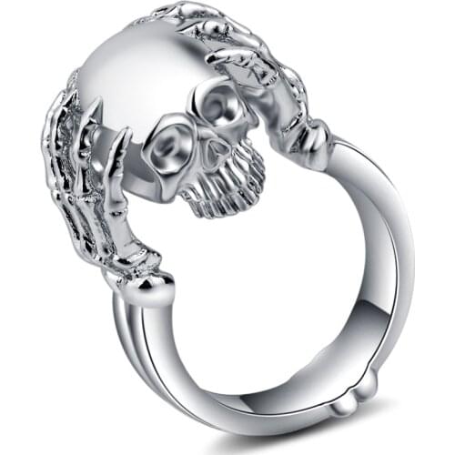2018 Skull Rings for Women Men Gothic Punk Jewelry Silver Color Finger Jewelry Skeleton Vintage Gold Color Hand Head Ring