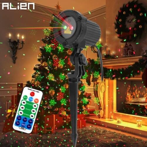 ALIEN Red Green Moving Star Dots Snowflake Xmas Laser Light Projector Christmas Tree Party Outdoor Garden Waterproof Lighting