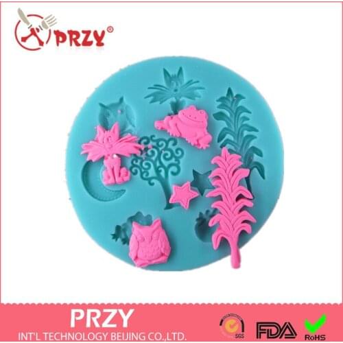 Frog Star Sox Owl Forest Animals Serie Fondant Decorationg Tools Silicone Mold ,candy Molds,sugar Craft ,chocolate Mold,bakeware